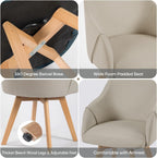 Swivel Dining Chairs Set of 4, Mid Century Modern Dining Chairs with Arms and Wood Legs, Linen Fabric Upholstered Kitchen Chairs for Dining Room Living Room, Comfortable Widen Seat, Sand