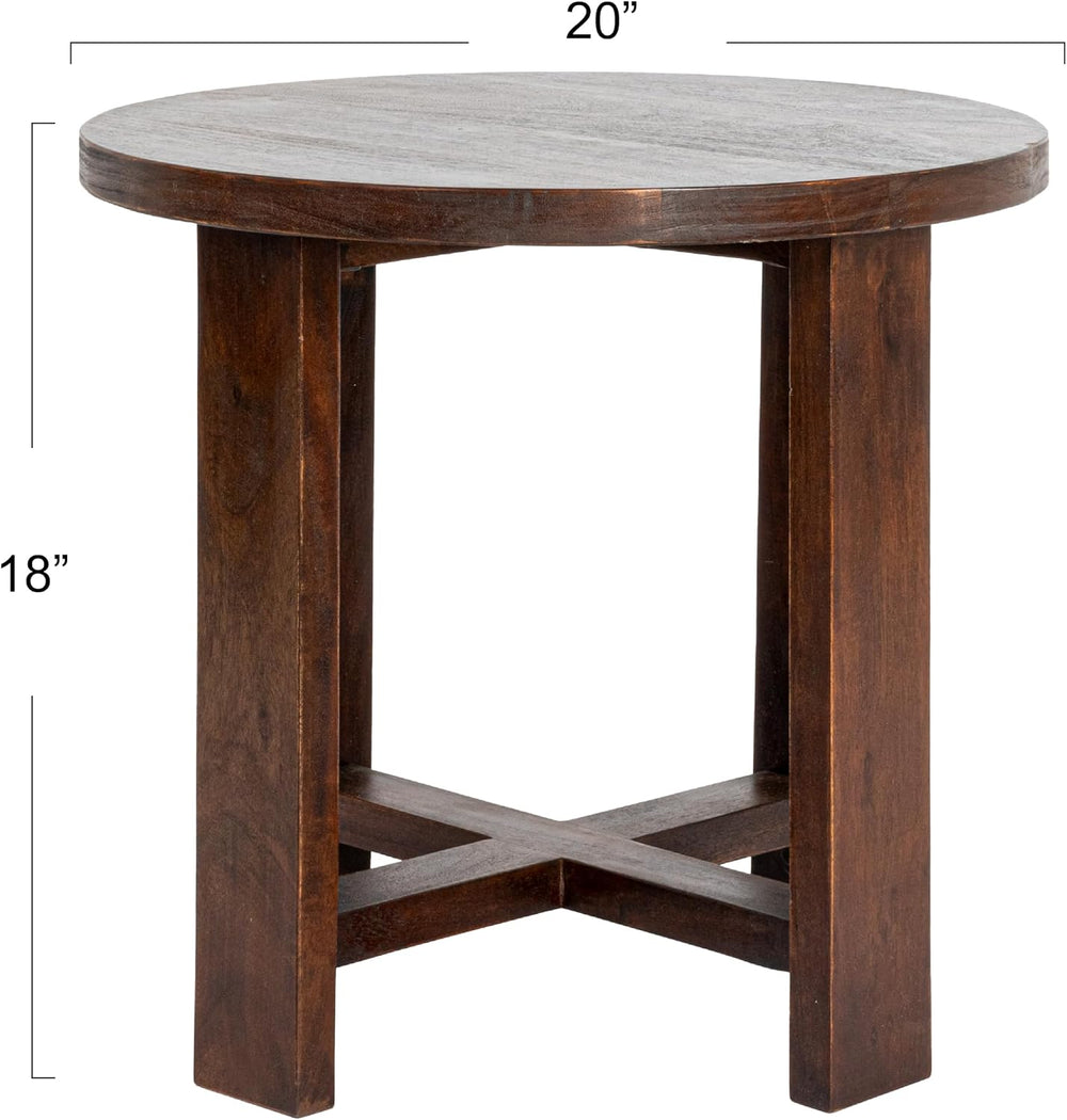 Creative Co-Op Acacia Wood Round Trestle End Table
