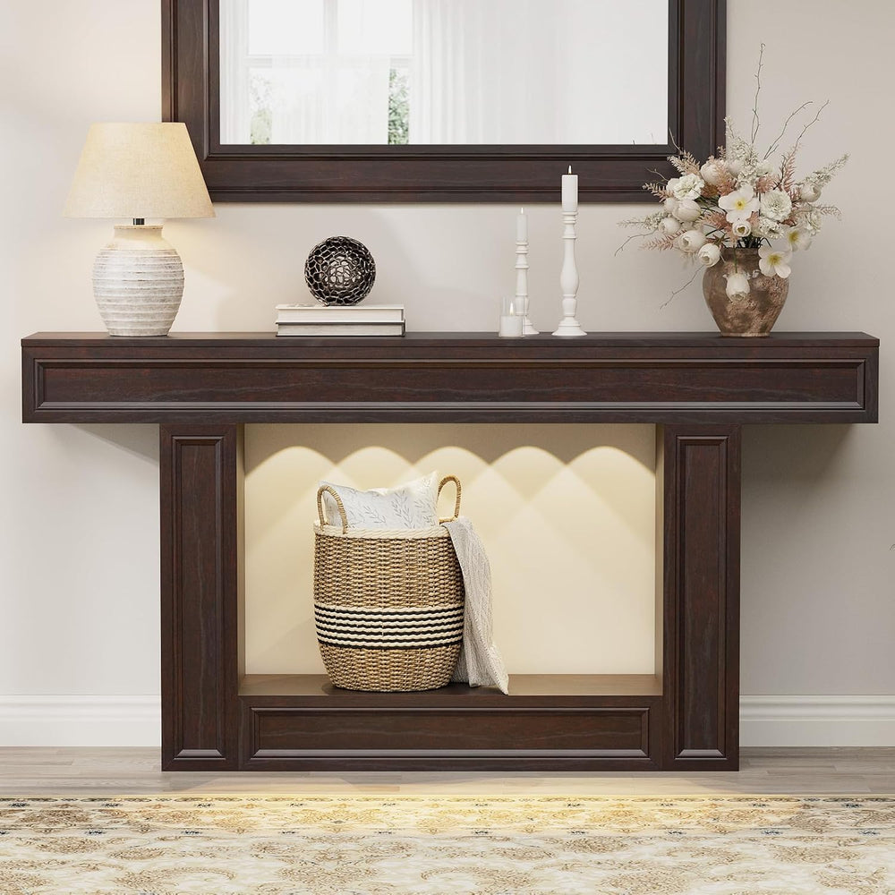 Rresyet 63" 2-Tier Entryway Console Table Behind Sofa with Sensor Lights...