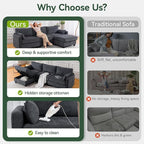 109'' Modular Sectional Sofa, L Shaped Couch with Storage Ottoman, Comfy Cloud Sofa with Deep Seat, 4 Seat Convertible Sectional Couches for Living Room (Gray, High Legs 3.15'')