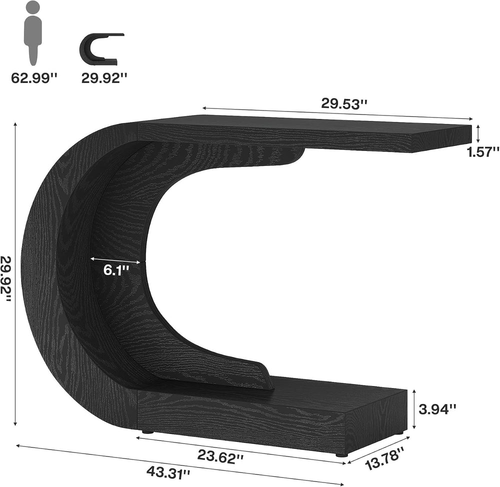 Tribesigns 43.3" Farmhouse Console Table for Entryway, Unique C-Shaped R...