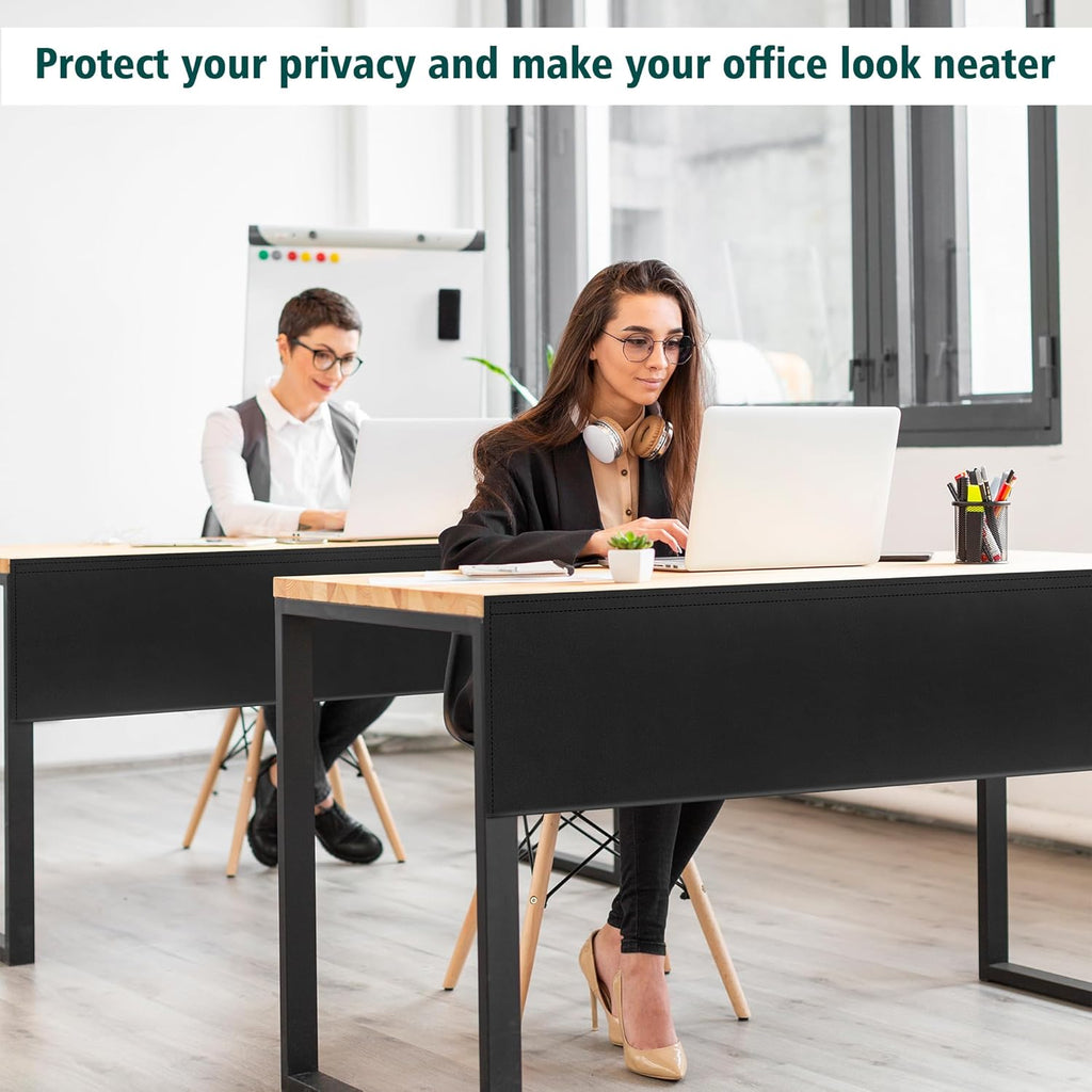 60" Under Desk Privacy Panel with Cable Management Organizer Sleeve Self-Adhesive Modesty Panel for Cord Organizer Pockets and Desk Skirt for Home Office or Standing Workstation