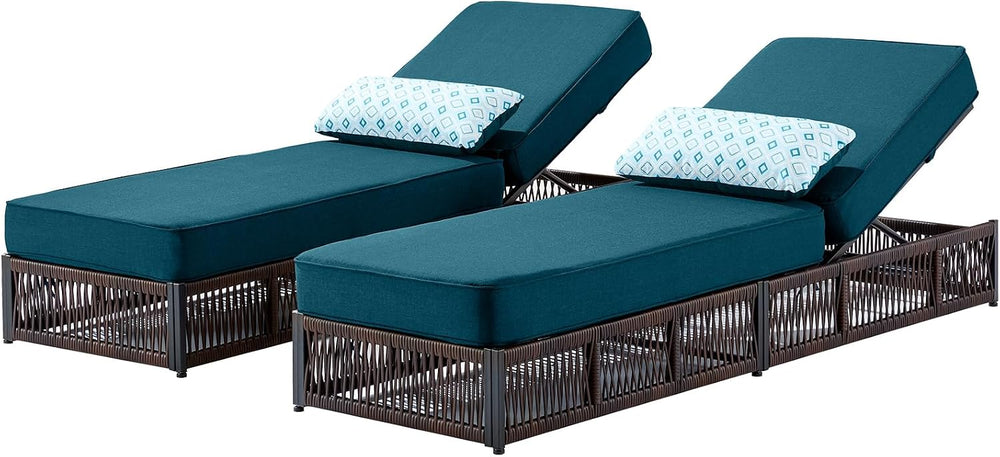 Luxury Outdoor Chaise Lounges with 5 Inch Thickened Cushions - Set of 2 High ...