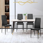 ERGOMASTER Dining Chairs Set of 4 Black PVC Dining Room Modern Soft Leather Padded Living Room Side Chairs with Sturdy Metal Legs & Non-Slip Feet Pads