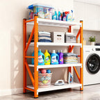 79" H Garage Shelving,3500LBS Heavy Duty Storage Rack,4 Tiers Metal Storage Rack Shelf, Adjustable Shelving Unit for Garage,Kitchen,Warehouse,Basement,78.7" H x 47.2" W x 19.6" D,Orange&White