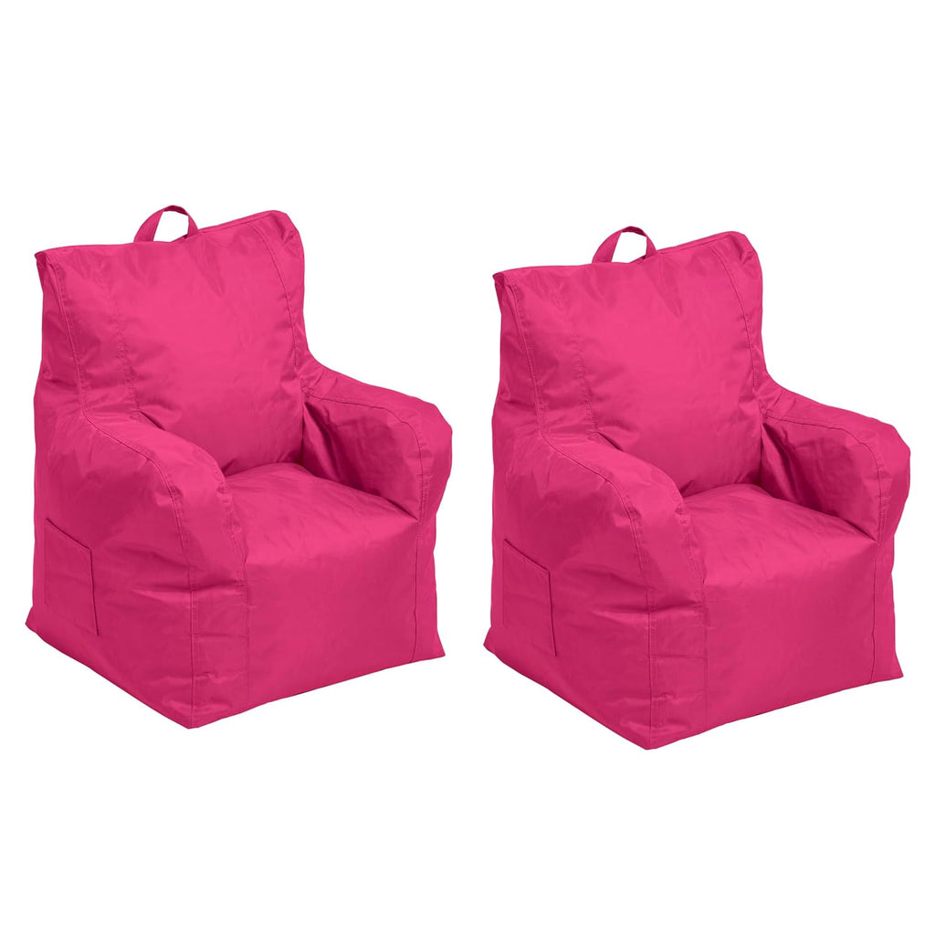 Cali Little Bear Sack Bean Bag Chair, Durable Coated Oxford Nylon Cover, Flexible Seating for Children, Kid's Furniture for Bedrooms, Playrooms, Daycare, Preschool (2-Pack) - Raspberry