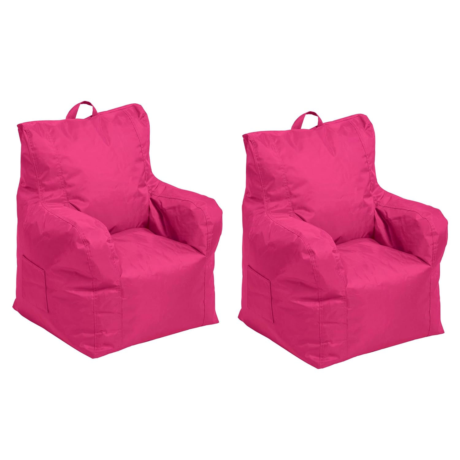 Cali Little Bear Sack Bean Bag Chair, Durable Coated Oxford Nylon Cover, Flexible Seating for Children, Kid's Furniture for Bedrooms, Playrooms, Daycare, Preschool (2-Pack) - Raspberry