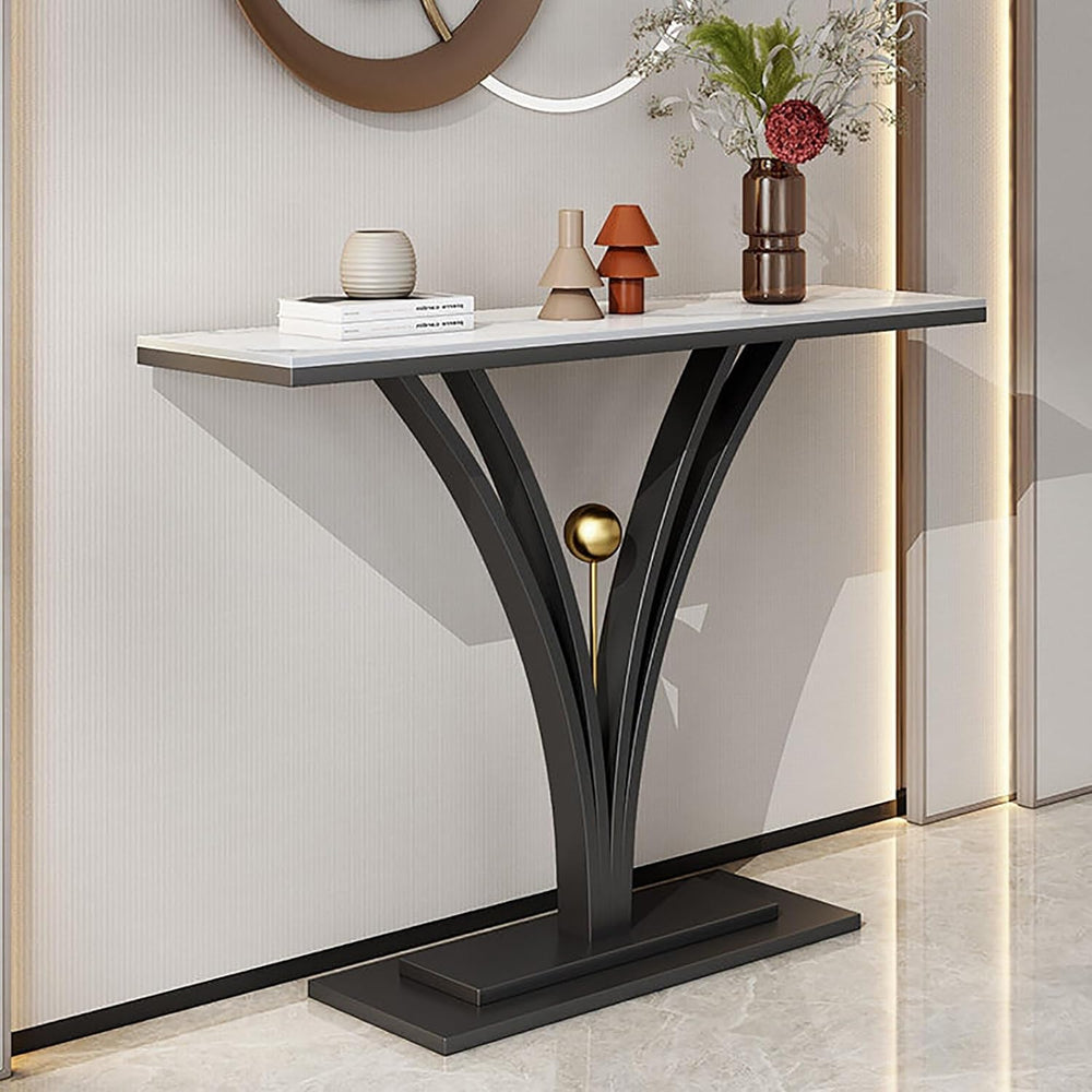 Modern Console Table Rock Slab Entryway Table Metal Couch Table Decorative Fu...