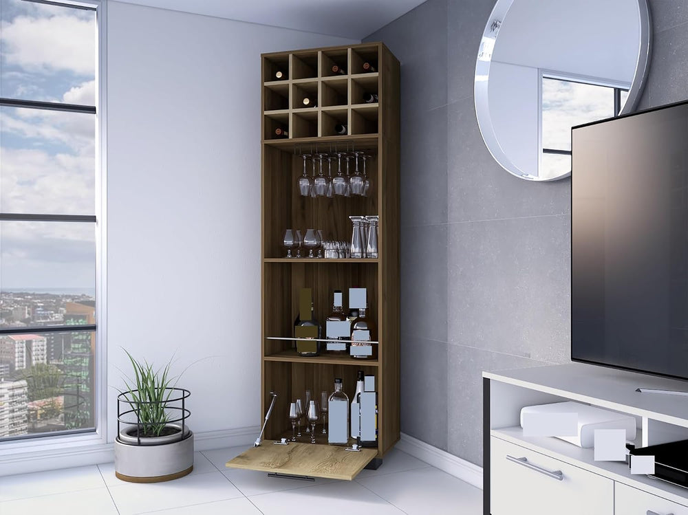 Corner Wine Cabinet Storage Locker, Tall Pantry Sideboard witn 2-Shelf and 1-...