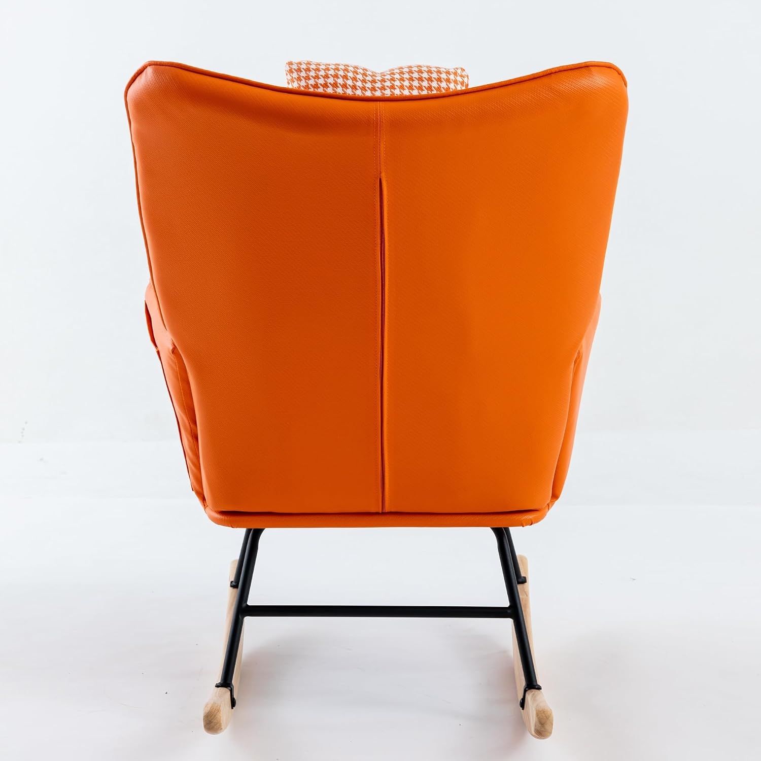 35.5” Nursery Rocking Chair Cotton Linen Upholstered Glider Chair with High Backrest Armchair for Living Room Bedroom Orange