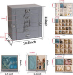 BOOVO Jewelry Box For women, 6 Layer Large Jewelry Organizer With Mirror, Multi-Function Storage Box With Lock, Accessory Holder With 5 Drawers, For Earrings Necklace Ring Bracelet (Gray)