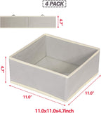 DIOMMELL Foldable Cloth Storage Box Closet Dresser Drawer Organizer Fabric Baskets Bins Containers Divider for Clothes Underwear Bras Socks Clothing,Set of 4 Grey 400