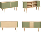 WERMO 53'' Green Cabinet with Doors and Shelves - Green TV Stand, Modern Media Console Table with Storage, Buffet Sideboard Storage Accent Cabinet for Living Room, Office, Entryway and Bedroom (Oak)
