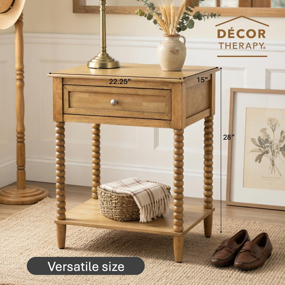 Decor Therapy Preston Traditional Single Drawer Side Table, Classic Bedside E...