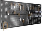 Pegboard Smith 4x2ft Metal Pegboard Kit for Tools Storage, Black Pegboard Wall Organizer with Hooks and Pegboard Bins