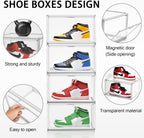 5 Pack Acrylic Shoe Box Size 14, Clear Plastic Stackable Sneaker Shoe Display Case Transparent Storage Bins Handbag Organizer Containers with Magnetic Lids, Figures Collectibles Showcase