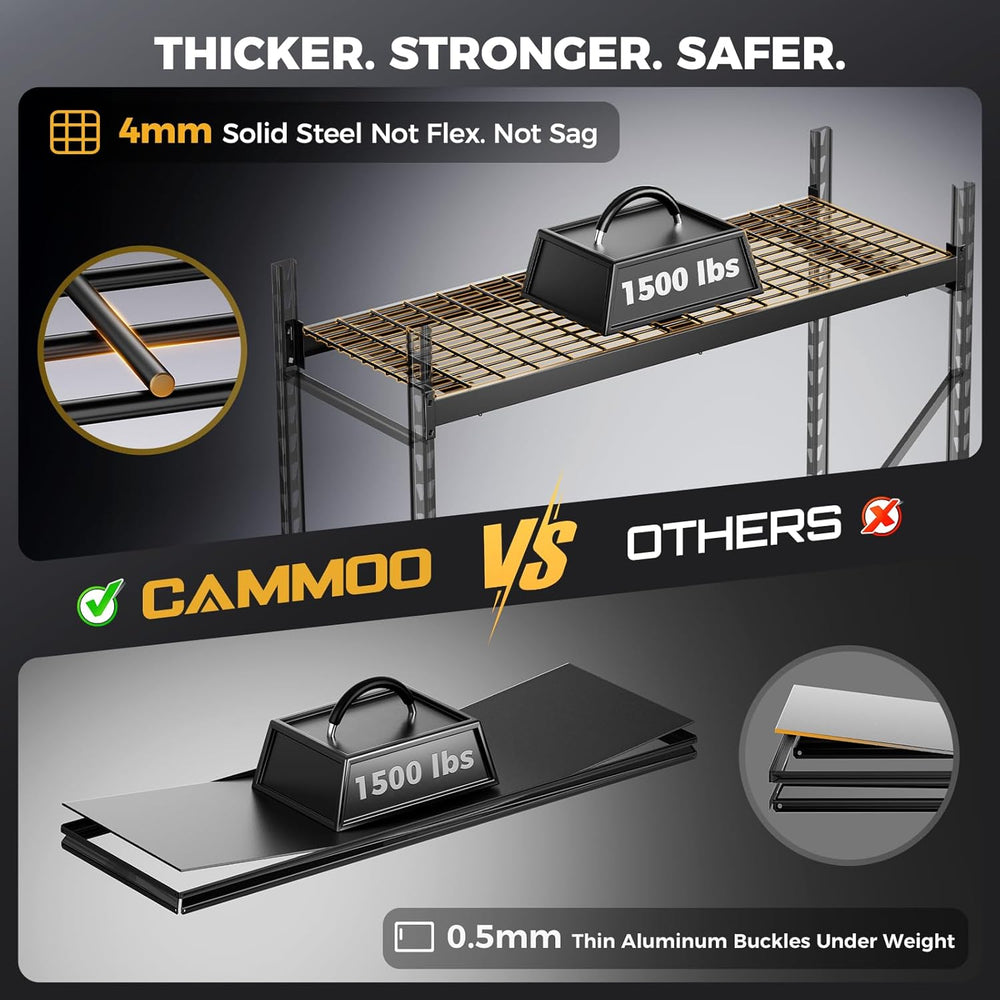 CAMMOO 72''W Heavy Duty Storage Shelves, 6000LBS Metal Garage Shelvin...