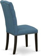 East West Furniture X627EL121-6 6 Piece Dinette Set Contains a Rectangle Dining Room Table with X-Legs and 4 Blue Linen Fabric Parson Chairs with a Bench, 40x72 Inch, Multi-Color