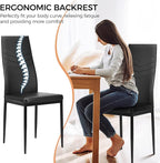 ERGOMASTER Dining Chairs Set of 4 Black PVC Dining Room Modern Soft Leather Padded Living Room Side Chairs with Sturdy Metal Legs & Non-Slip Feet Pads