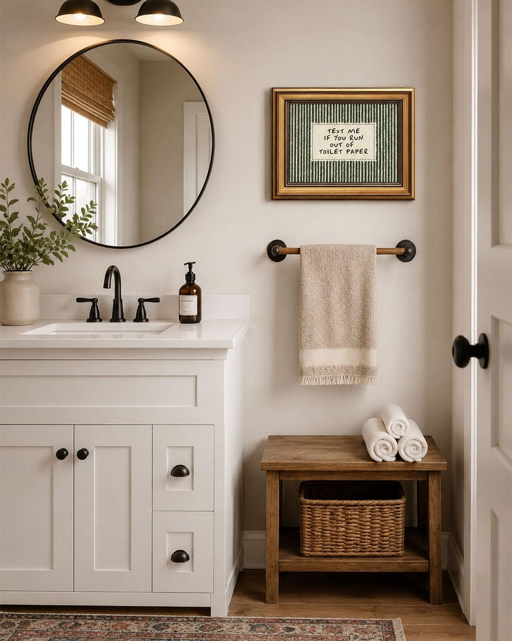 Gold Framed Wall Art, Funny Bathroom Canvas Prints, Text Me If You Run Out Of...