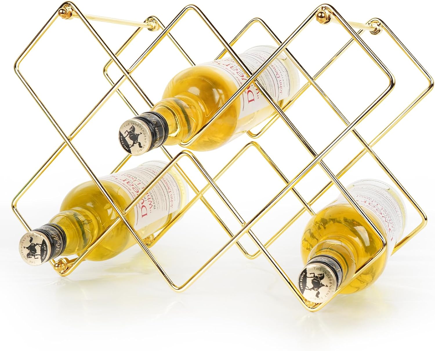 Wine Rack, Freestanding Modern Gold Metal, Wine Storage Cabinet Shelf Wine Racks Countertop for Pantry,Kitchen Wine Bottle Rack (10 Bottles)