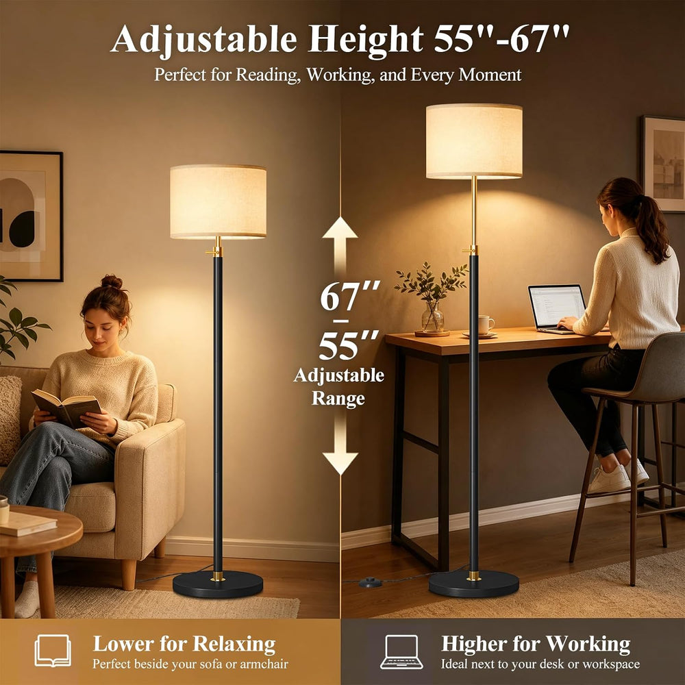 Floor Lamp Height Adjustable with Remote for Living Room and Bedroom Black