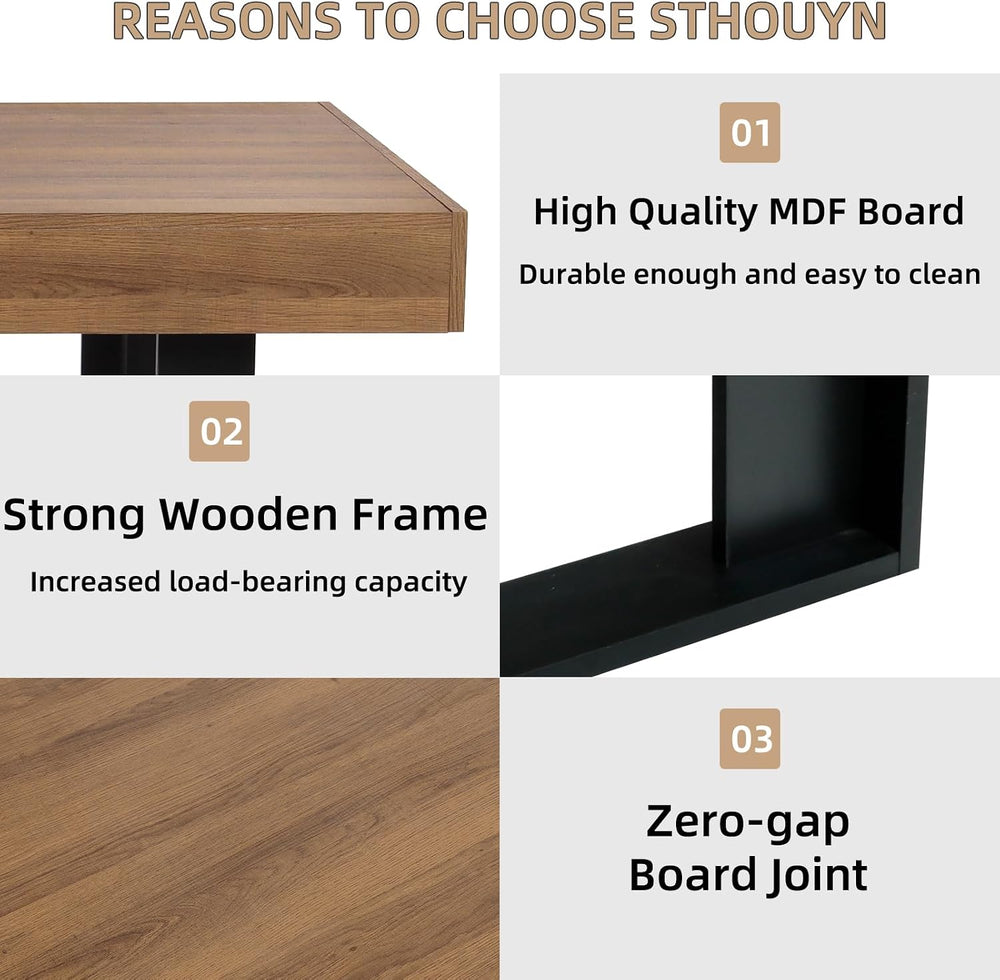 STHOUYN 63”-79” Extendable Dining Room Table, Modern Farmhouse Wooden Kitchen...