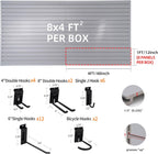 Slatwall Panels 4'x8' Garage Slat Wall Storage Systems with 26 Slatwall Accessories, PVC Grey Slat Wall Paneling for Retail Display, Garage Storage, Guitar Shop, Home Storage
