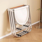 Acrylic Folding Chair, Portable Light Commercial Folding, PC Plastic Living Room Seat, Metal Frame,(Brown)