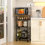 Rolling Kitchen Microwave Cart, 4 Tier Microwave Table Stand with Storage, Kitchen Storage Rack on Wheels, Coffee Station Cart Rack Shelf Organizer for Living Room Office, Balcony