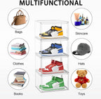 Acrylic Shoe Boxes Stackable, 12 Pack Shoe Display Cases Clear Plastic Shoe Container Boxes Sneaker Storage Bins -Fit US Men's/Women's Size 12