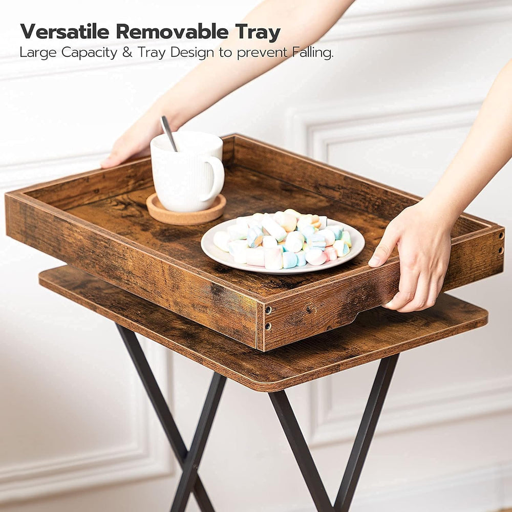 HOOBRO TV Tray Table, Folding Table with Removable Serving Tray, Stable TV Tr...