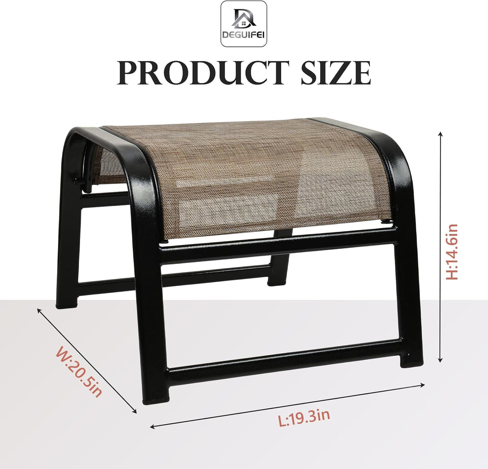 Assembled Patio Footstools for Outdoor 2 Set, Iron Breathable Ottoman for Gar...