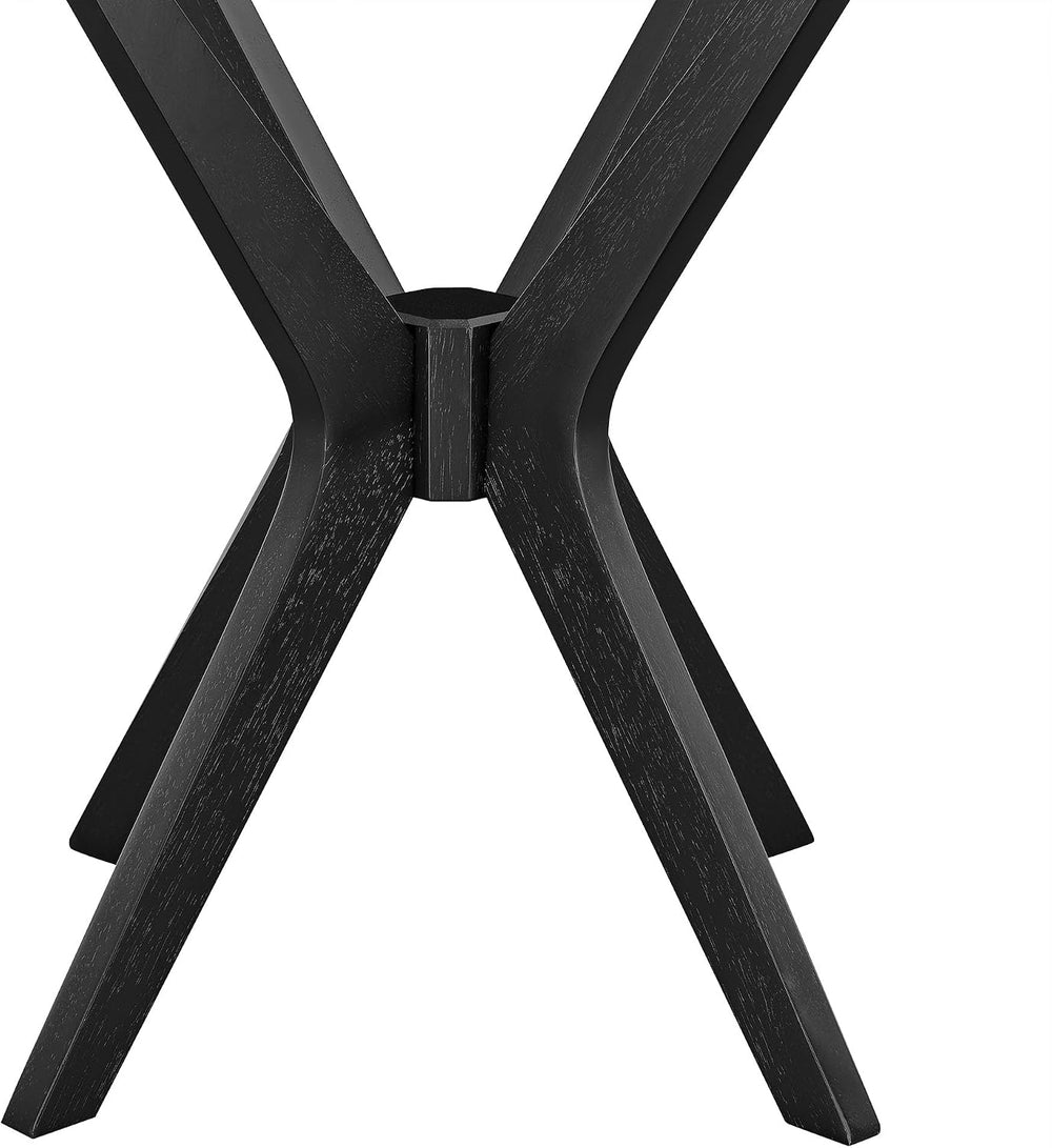 Modway Crossroads 24” Round Wood Side Table, Ash Wood Veneer in Black