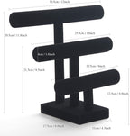Wuligirl 3 Tier Bracelet Holder T-Bar Jewelry Stand Velvet Jewelry Holder Jewelry Display Bangle Organizer Storage Holder Velvet Black (3T Bar)