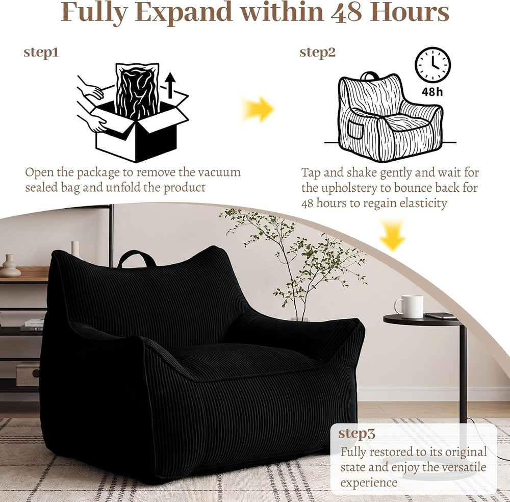 Vipbear Bean Bag Chair for Adults, Chair with Memory Foam | 35.5" Cordur...