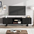 GarveeHome Industrial TV Stand for 80 in, Modern Entertainment Center with 2 Drawers, Wooden Media Cabinet with Heavy Duty Leg and Open Storage, TV Console Table for Living Room, Black