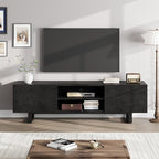 GarveeHome Industrial TV Stand for 80 in, Modern Entertainment Center with 2 Drawers, Wooden Media Cabinet with Heavy Duty Leg and Open Storage, TV Console Table for Living Room, Black