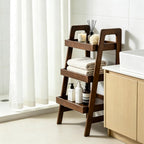 100% Solid Wood 3-Tier Ladder Shelf with Stable Frame for Saving Space | Compact Narrow Standing Ladder Shelves,Ladder Bookshelf with Anti-Slip Edges for Living Room Bedroom Couch