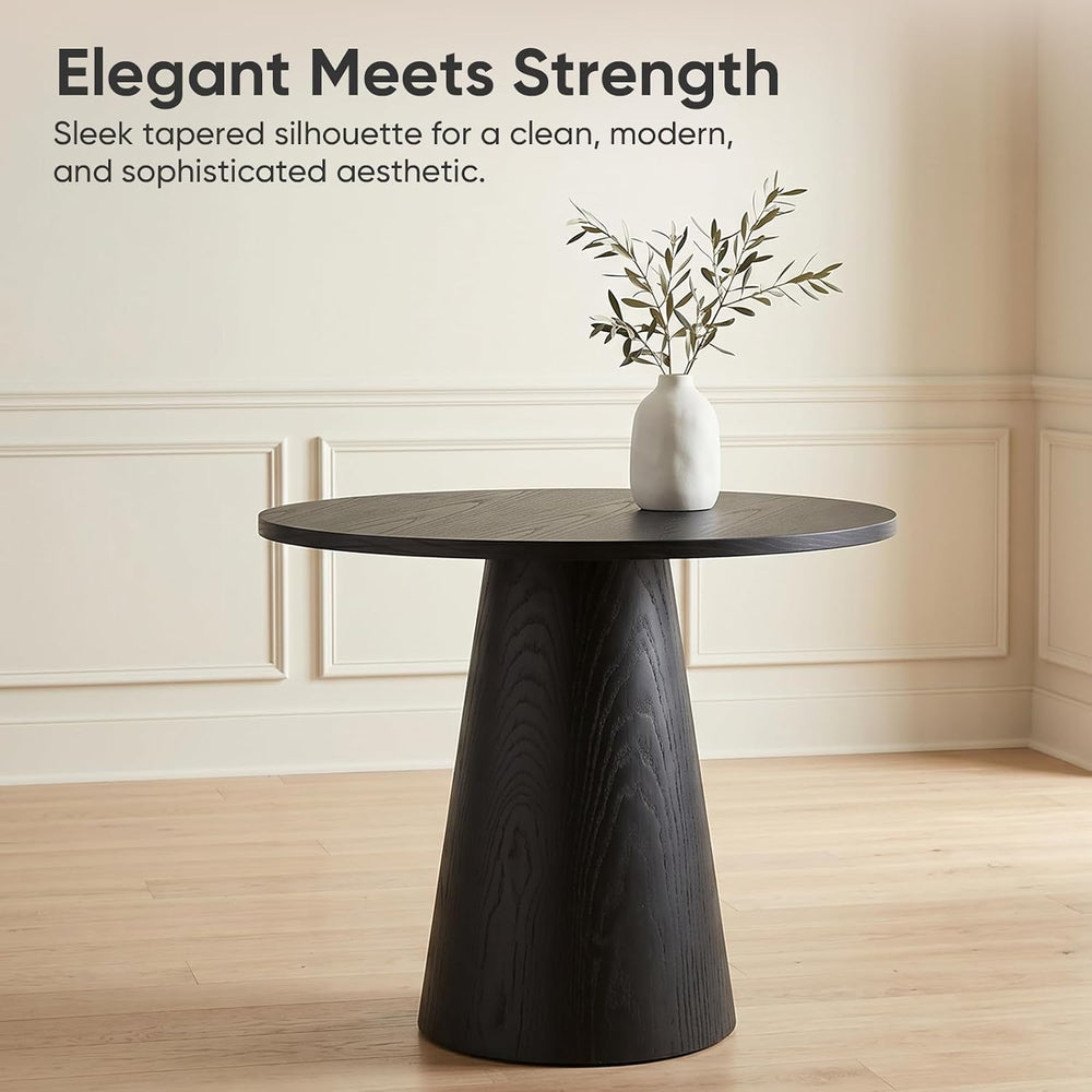 Round Dining Table Wood for 2-4, Modern Farmhouse Kitchen Table | 35''...