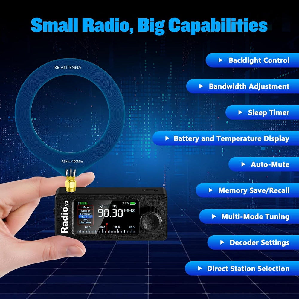 Si4732 Mini Radio ATS Pocket Radio-AM/FM/LSB/USB/CW/RTTY(Black)