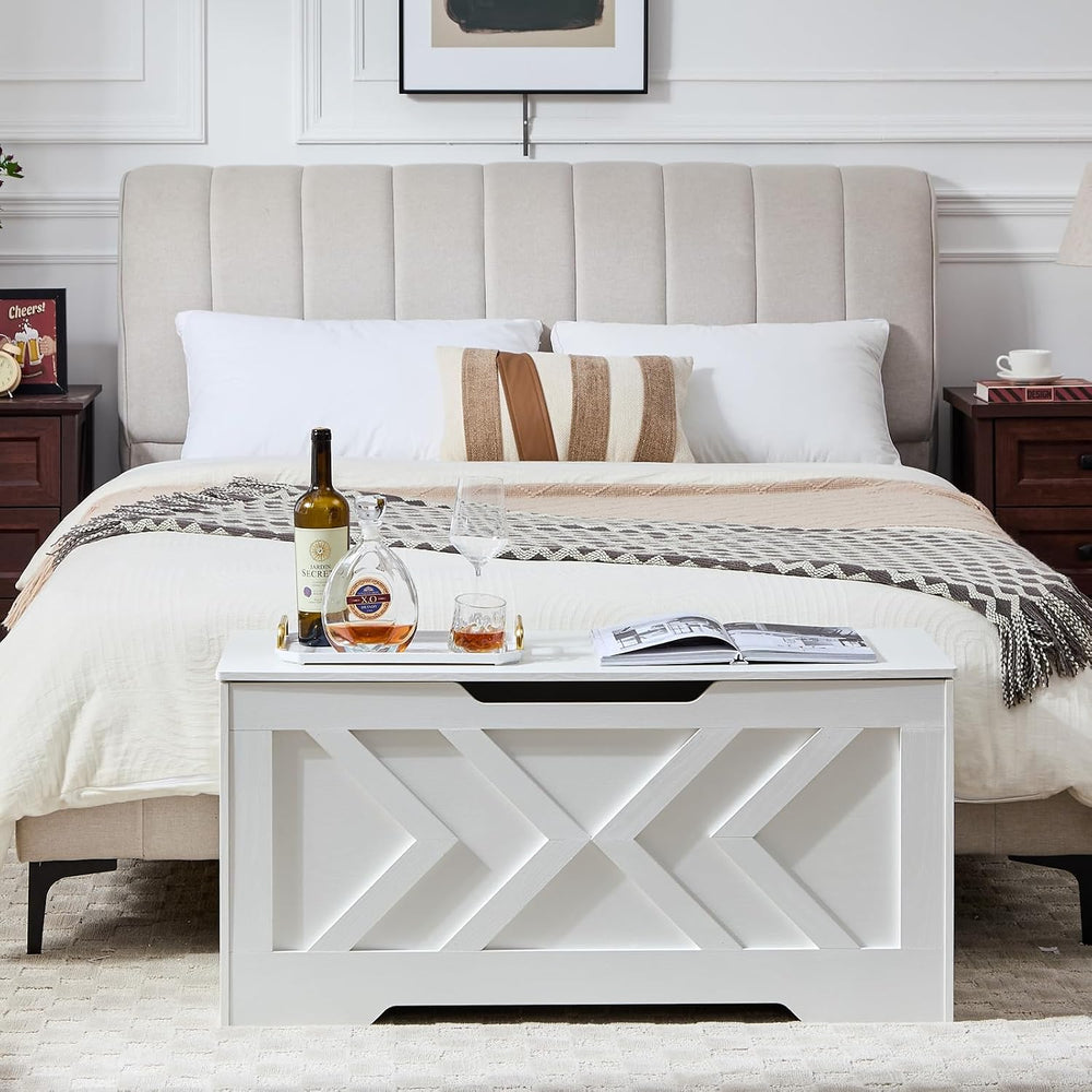 39.3" Storage Bench with 2 Safety Hinges,entryway Bench,Blanket Storage,...