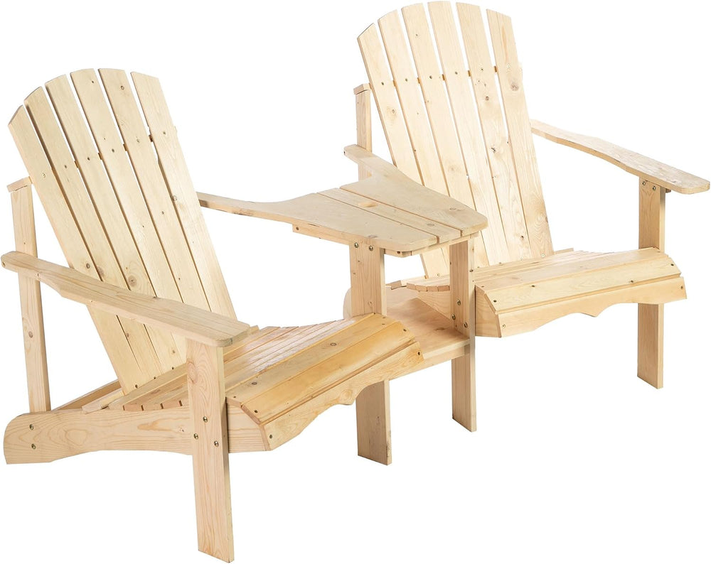 Adirondack Chair Set, 2 Wooden Outdoor Chairs with Center Table and Umbrella ...