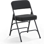 Folding Chair with Thick Cushioned Seat, Padded Metal Frame Foldable Chairs for Home Office Party Wedding Indoor Outdoor Use, Heavy Duty Comfortable Portable Dining Chairs, 1 Pack, Black