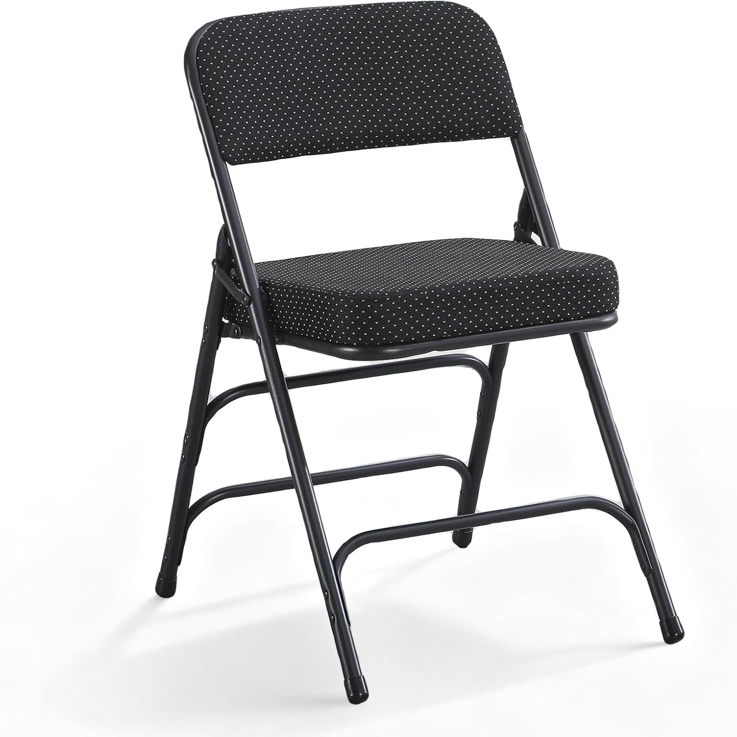 Folding Chair with Thick Cushioned Seat, Padded Metal Frame Foldable Chairs for Home Office Party Wedding Indoor Outdoor Use, Heavy Duty Comfortable Portable Dining Chairs, 1 Pack, Black