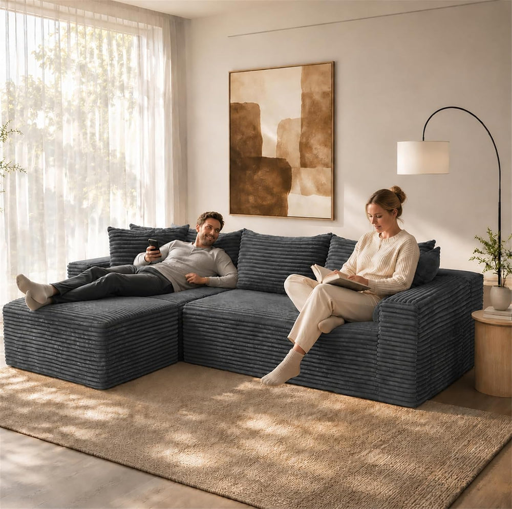 108" Modular Sectional Cloud Couch for Living Room Deep Seat L Shapes Co...