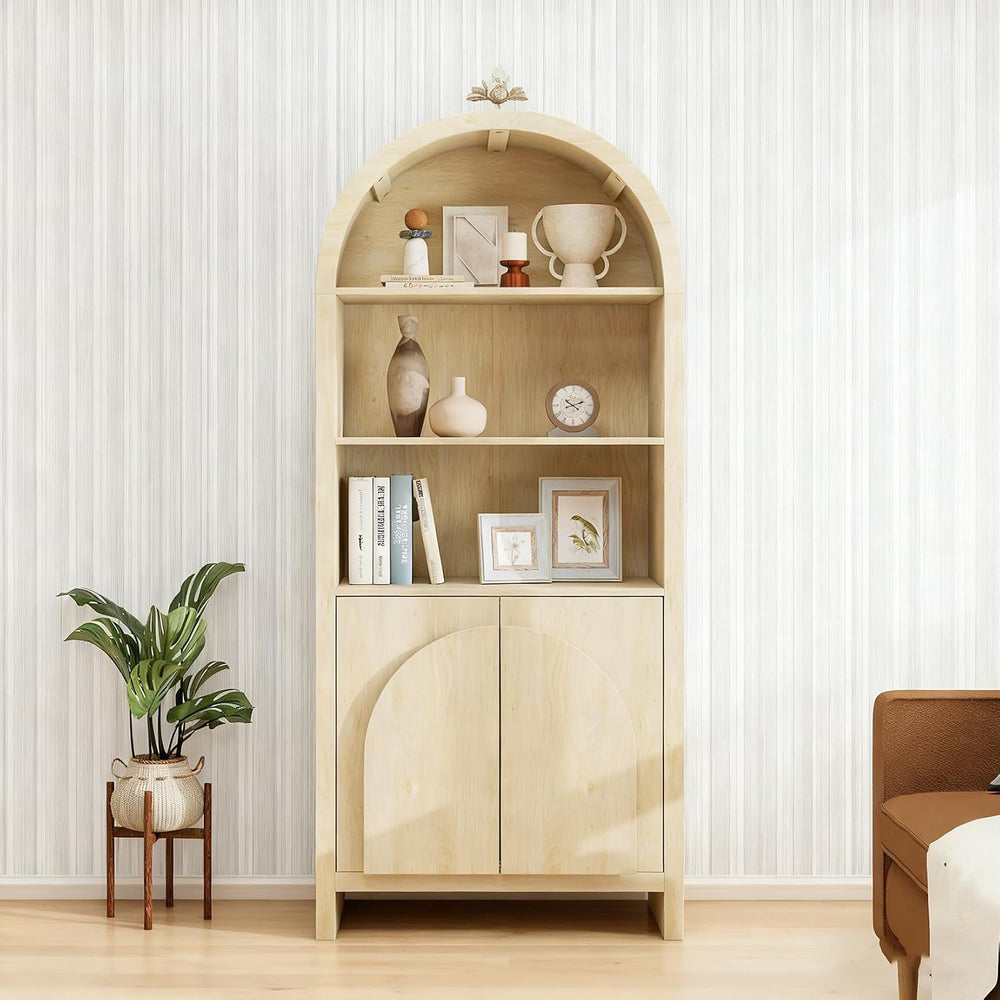 Arched Kitchen Pantry Storage Cabinet w/Adjustable Shelves, 2 Doors, 70.2&quo...