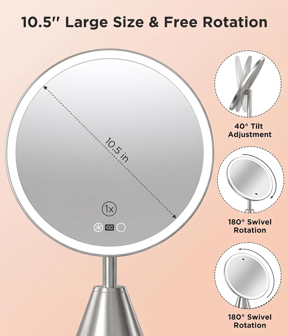 FRANO 10.5" Vanity Mirror with Lights, CRI≥98 True-Sunlight, 3 Colors &a...