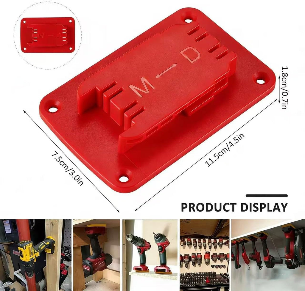 5/5 Combo m18 Battery Holder&Tool Holder for Milwaukee Power 18v Drill Rack Wall Mount Cordless Tool Hanger Organizer Storage Shelf with Screws
