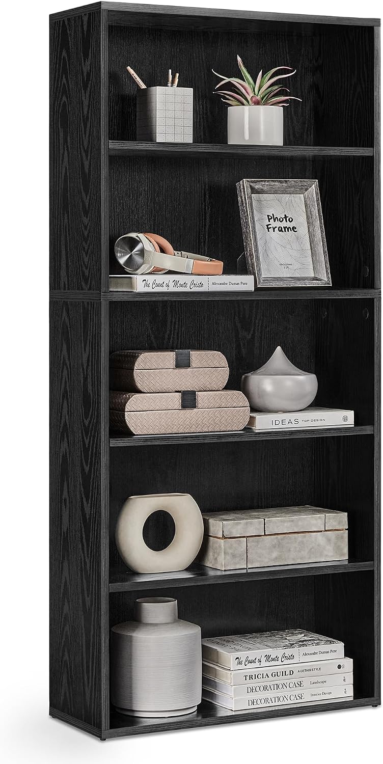 VASAGLE Bookshelf, 23.6 Inches Wide, 5-Tier Open Bookcase with Adjustable Sto...